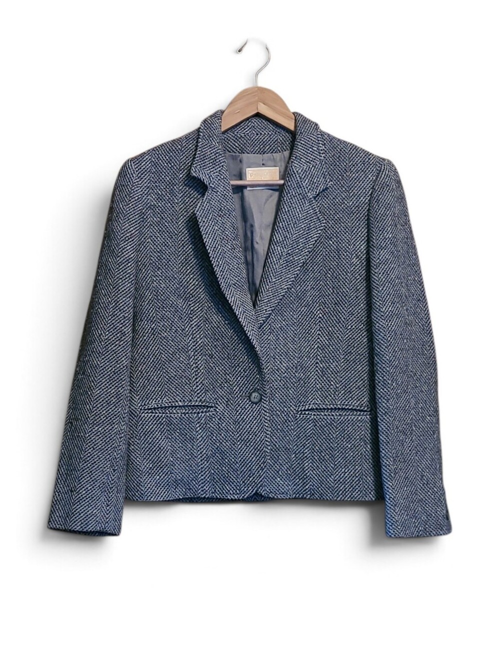 Women's Vintage Pendleton Wool Blazer Herringbone Tweed Grey
